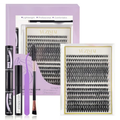 YUZIMAI 280Pcs D Curl Lash Clusters Kit for DIY Eyelash Extensions