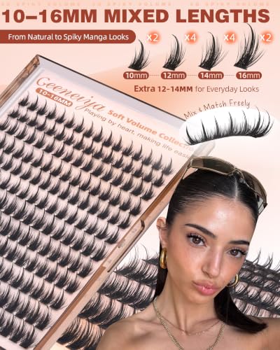 Geeneiya Manga Lash Clusters Kit with Spikes - Spiky Kit for Bold Eye Looks