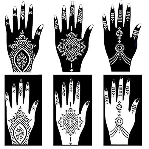 XMASIR Henna Tattoo Stencil Kit Style 2 – 20 Reusable Body Art Templates