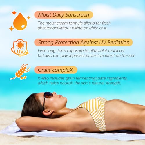 SKY AND Organic Korean SPF50+ Sunscreen with Rice & Probiotics, All Skin Types, Water-Resistant