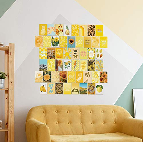 Artivo Yellow Wall Collage Kit - 50 Aesthetic Pictures & Stickers