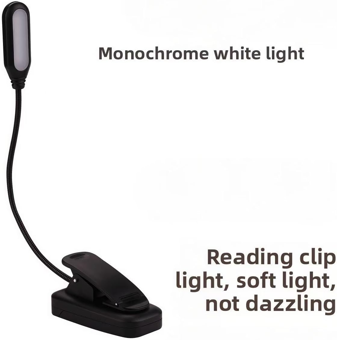 Clip-On Book Light - Battery Powered Flexible Reading Lamp | Portable Night Light for Bedroom & Living Room, Black