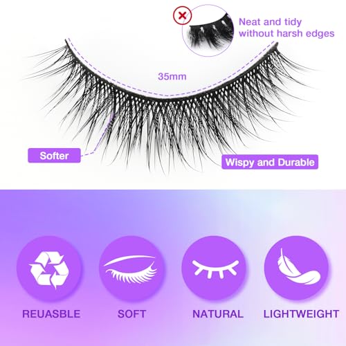 AILAISH Wispy False Eyelashes Kit - 7 Pairs Natural Look Strips