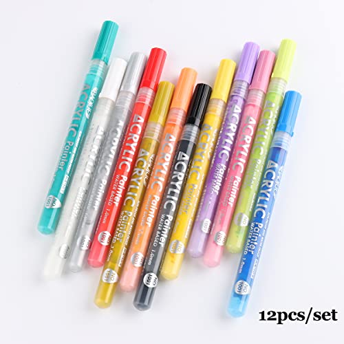 Fcozpjk 12-Piece Nail Art Marker Pen Set - Waterproof Gel Pens