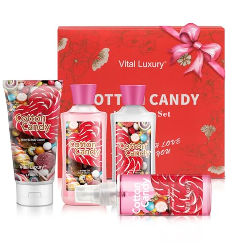 Cotton Candy Bath & Body Gift Set - 4-Piece Travel Size Spa Collection