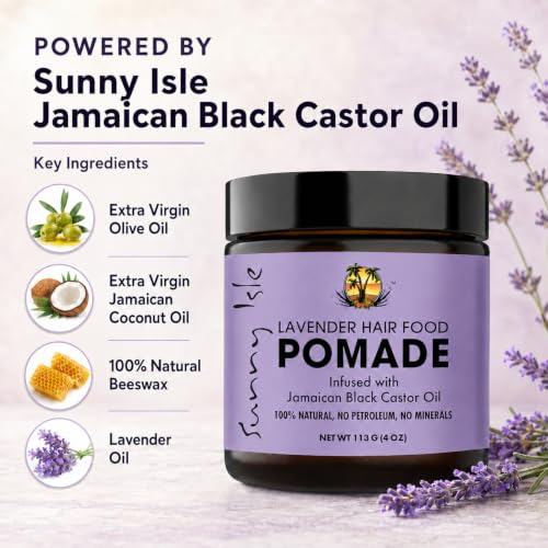 Sunny Isle Lavender Jamaican Black Castor Oil Hair Food Pomade 4oz - Moisturizes & Strengthens Dry Hair