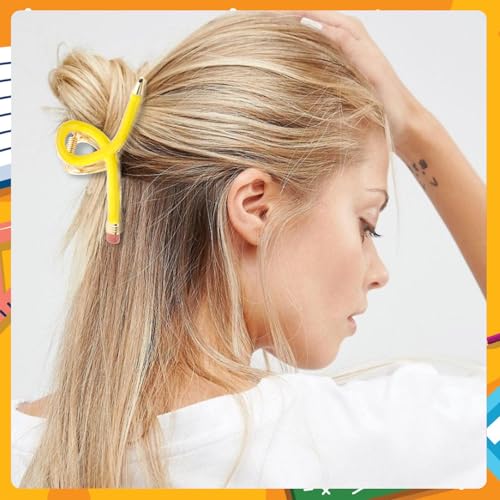3-Pack Pencil Claw Clips for Teachers - Cute Hair Accessories
