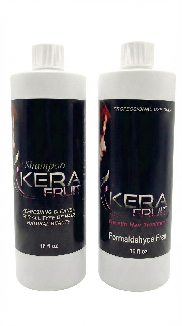 Kera Fruit Keratin Hair Treatment - Formaldehyde-Free 16oz Kit for All Hair Types | Frizz Control & Repair