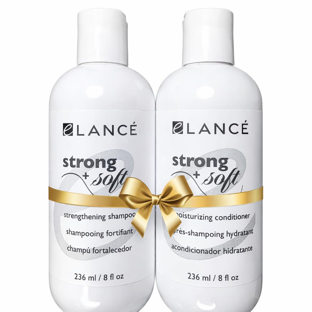 Hair Growth & Repair Shampoo and Conditioner Set with Rosemary, Minoxidil, Biotin, Argan & Keratin – eLANCÉ Strong + Soft – Anti Hair Loss, Frizz Control, Deep Hydration, Salt Free, 16 fl oz