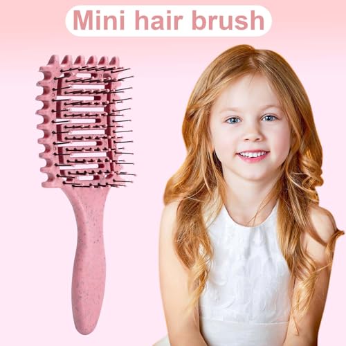 Yingbtr 2Pcs Pink Curl Defining Hair Brushes Vented Detangling Curly Hair Styling Tool