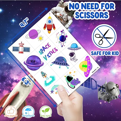 96-Pack Galaxy Temporary Tattoos for Kids – Pre-Cut Space Themed Party Favors