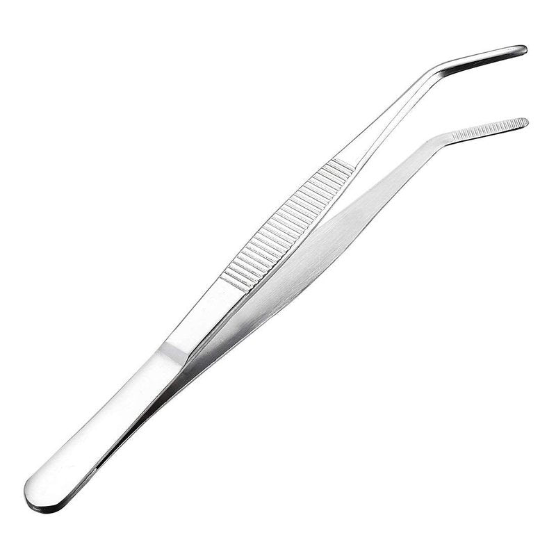 VictorsHome 7 Inch Stainless Steel Tweezers with Curved Serrated Tip Multipurpose Forceps for Craft Repairing 2 Pack
