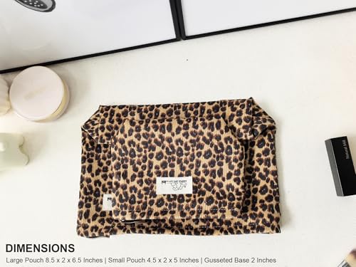 HAPPYHEIDI 2-Piece Makeup Bag Set - Travel Cosmetic Pouch in Leopard Print
