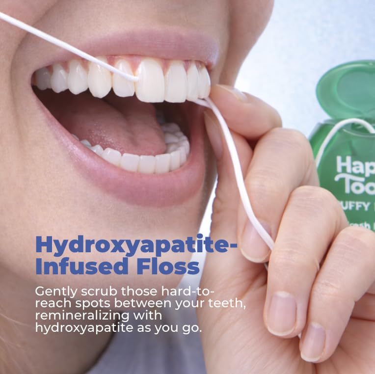 Happy Tooth Expanding Dental Floss with Hydroxyapatite & Mint Flavor - 3 Pack