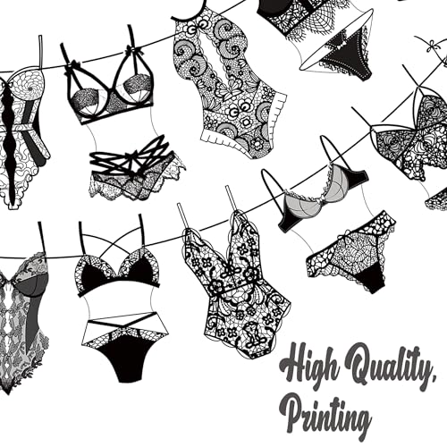 Lingerie Party Banners - 2Pcs Black Bras & Panties Decor for Bridal Showers