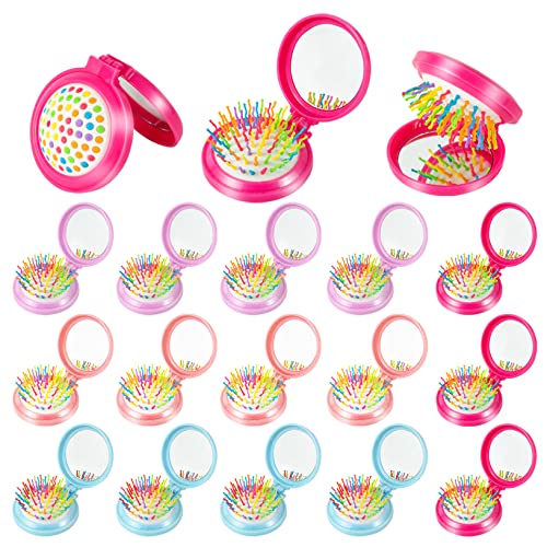 ONLYFU 18 Pcs Mini Portable Folding Travel Hair Brush with Mirror