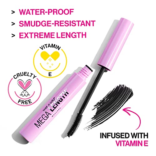 Wet n Wild Mega Length Waterproof Mascara Very Black 0.21 Fl Oz Pack of 2