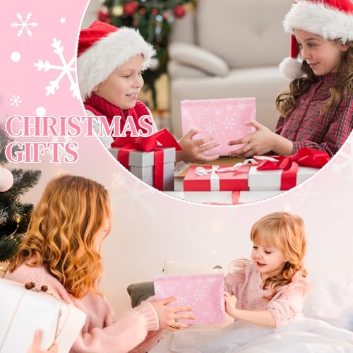 100 Pcs Pink Snowflake Christmas Cosmetic Bags - Waterproof EVA Travel Pouches