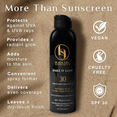 Black Girl Sunscreen Make It Glow SPF 30 Spray - Face & Body 5 Fl Oz