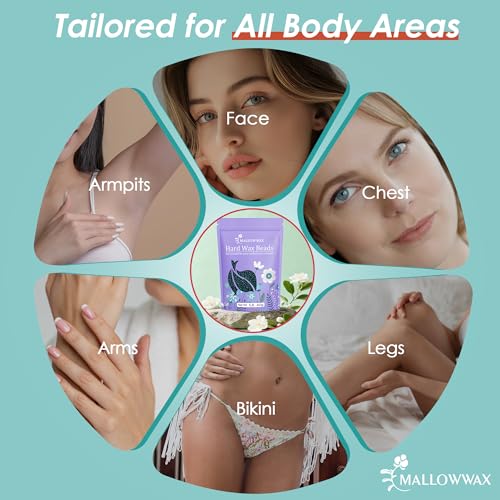 Mallowwax Hard Wax Beads for Sensitive Skin - 1lb Stripless Hair Removal