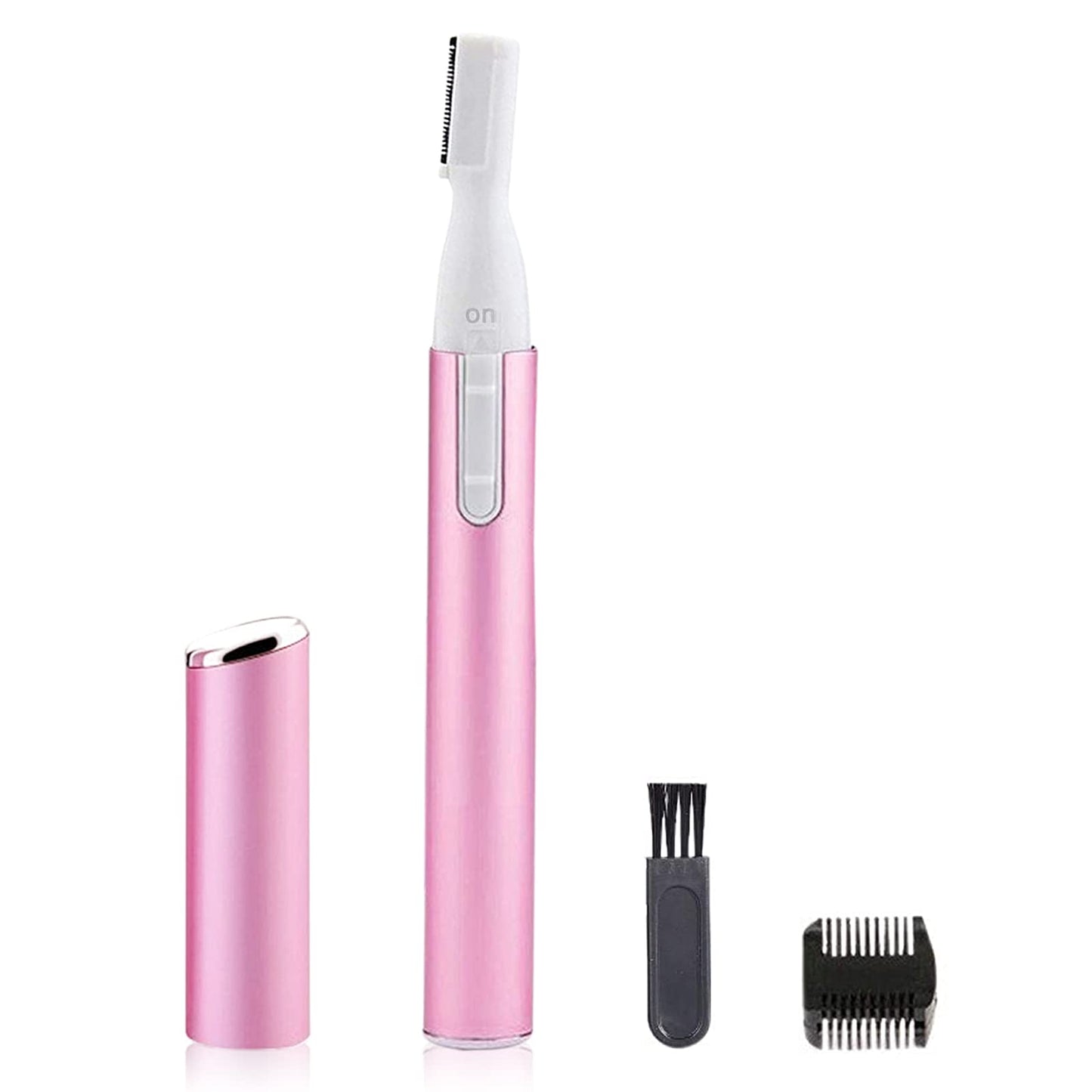LAIKME Electric Eyebrow Trimmer for Women, Facial Hair Razor Removal for Men, Mini Epilator for Bikini, Remover for Face, Chin, Peach Puzz, Lips, Body, Arms, Legs, Battery Operated (Pink)