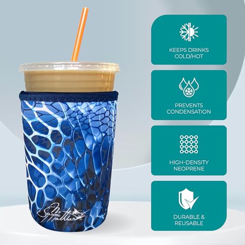 Large Black Camo Iced Coffee Sleeve - Insulated Neoprene Cup Holder