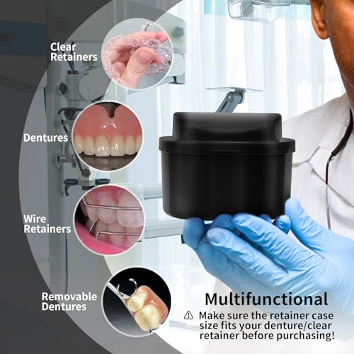 Annhua Denture Cleaning Case with Strainer - Portable Soaking Container