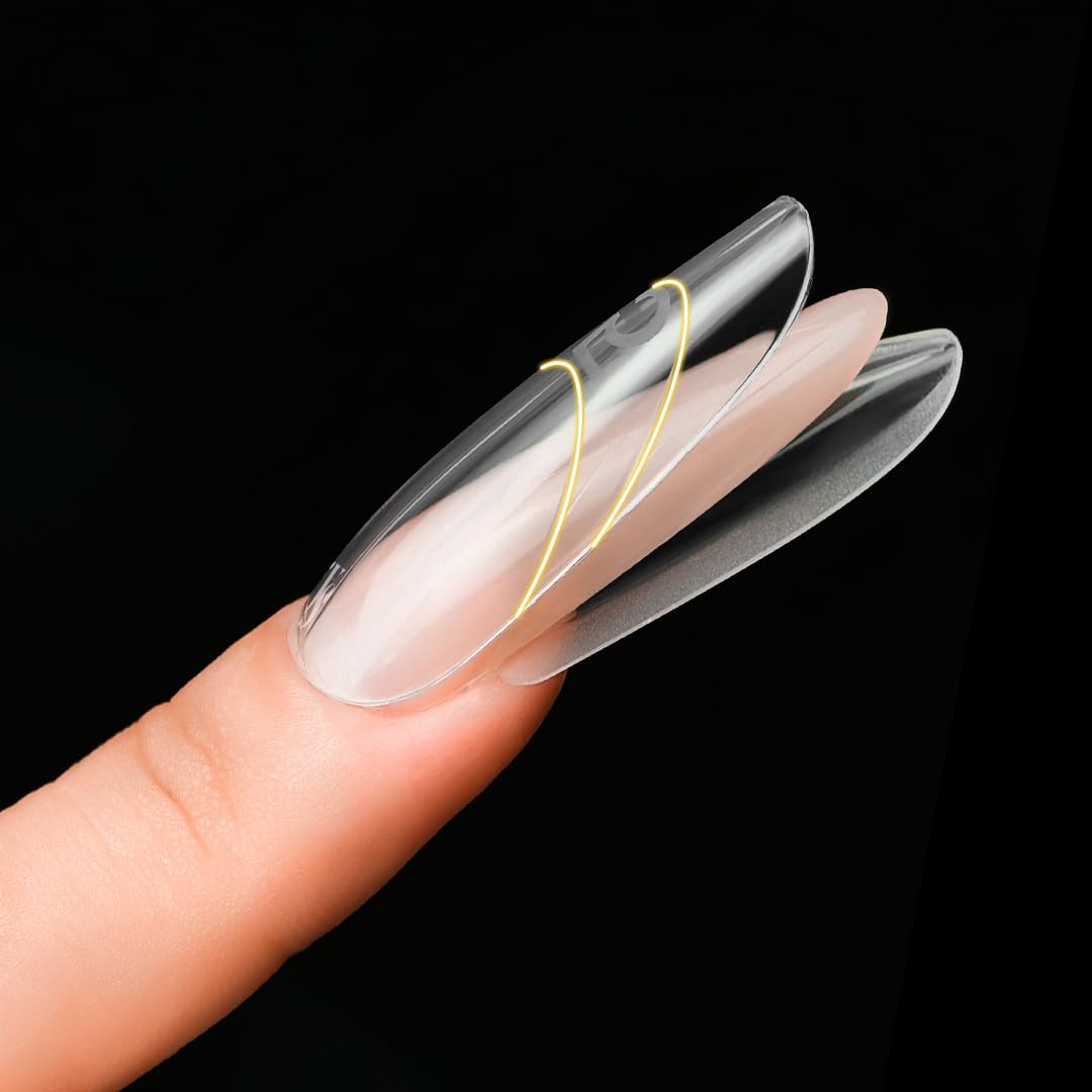 Dual Nail Forms for Quick Extensions - 240 Pcs Clear Plastic Nail Molds | 15 Sizes for Builder Gel, Oval Sandwich