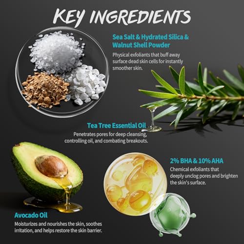 Men's Exfoliating Body Scrub with Tea Tree Oil & BHA/AHA