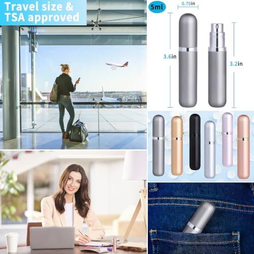 Qavhun 3-Pack Travel Refillable Perfume Atomizer Bottles - Black, Gold & Silver