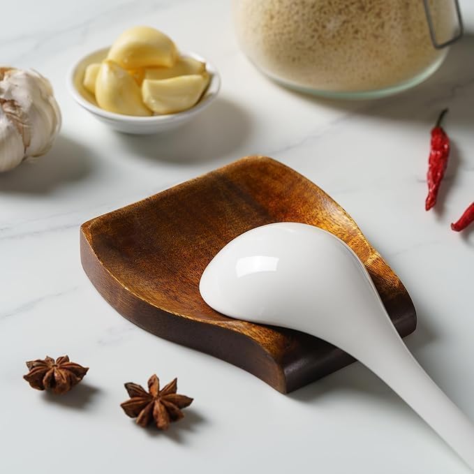 Wooden Spoon Rest - Kitchen Utensil Holder for Spatulas & Cooking Tools | 5.08 x 3.86 Inches