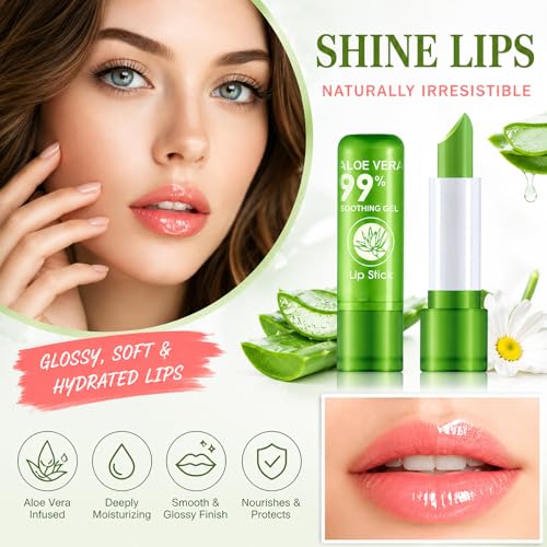 Firstfly Aloe Vera Color Change Lip Balm - 2 Pack, Moisturizing & Long Lasting