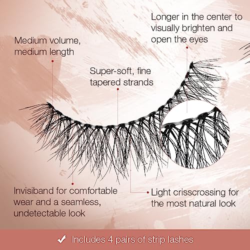 Ardell Naked Lashes 421 | Natural Look False Eyelashes, 4 Pairs