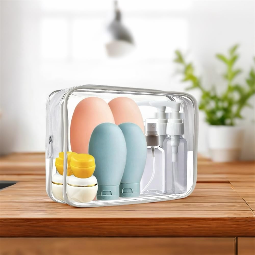 NAICHA 21 PCS Refillable Toiletry Bottles with Toiletry Bag for Travel Containers Empty Squeeze Leakproof Accessories for Toiletries Shampoo Lotion Body Wash (BPA Free)