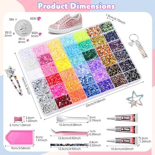 42000 Pcs Jelly Rhinestones Kit with B7000 Glue & Tools