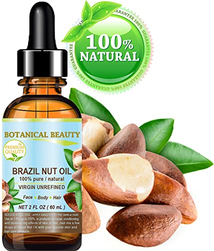 Botanical Beauty Brazil Nut Oil 2 Fl Oz - 100% Pure Natural Moisturizer for Skin, Hair & Nails