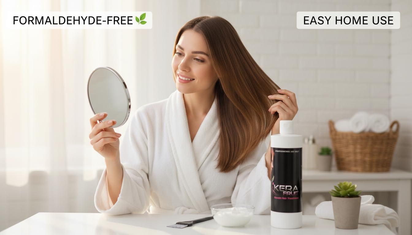 Kera Fruit Keratin Hair Treatment - Formaldehyde-Free 16oz Kit for All Hair Types | Frizz Control & Repair
