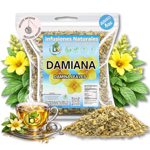 Premium Damiana Leaf Tea - 4 oz Loose Herbal Tea with Infuser