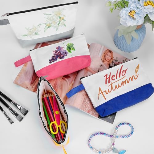 XS Multicolor Cotton Canvas Makeup Bag - 10 Pack, DIY Travel Pouch