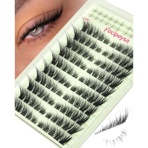 Focipeysa Wispy Lash Clusters Spiky Eyelash Clusters 10-18mm Eyelash Extensions Fox Eye Eyelash Right Left Individual Lashes Foxtail Lashes Thin Soft Lash Extension Waterproof Lash Cluster