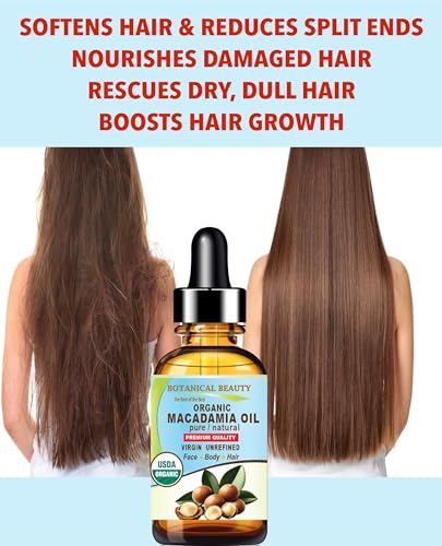 Botanical Beauty Organic Macadamia Oil - 100% Pure Cold-Pressed Carrier Oil