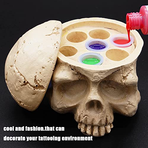 Sotica Skull Tattoo Ink Cup Holder - 7-Hole Resin Pigment Stand