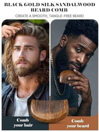 Bituemly Beard Grooming Kit: Boar Bristle Brush, Wooden Comb & Scissors