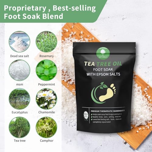 Tea Tree Oil Foot Soak - Epsom Salt Bath for Tired Feet, 16 oz