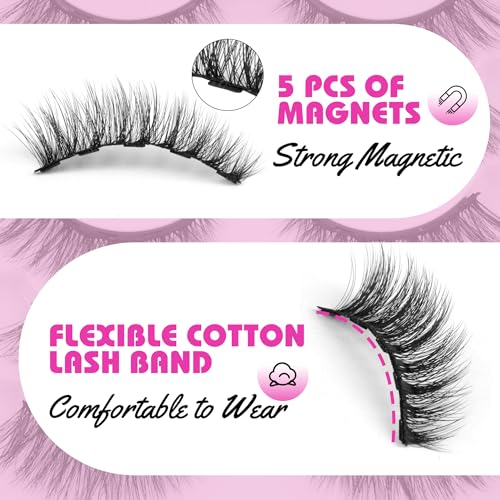 Magnetic Cat Eye Eyelashes with Eyeliner Kit - Reusable Natural Look by Mavphnee
