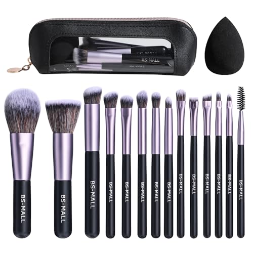 BS-MALL 14 Pcs Makeup Brush Set with Travel Case - Versatile Tools for Foundation, Eyeshadow, and Blush