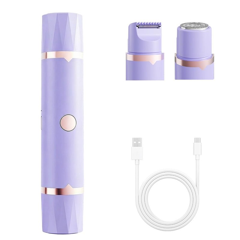 Bikini Trimmer for Women, 2 in 1 Electric Razors for Women, Rechargeable Pubic Body Hair Trimmer Electric Shaver for Legs Body Hair, Waterproof Easy Clean, Ceramic Blade for Underarm Leg Arm (Purple)