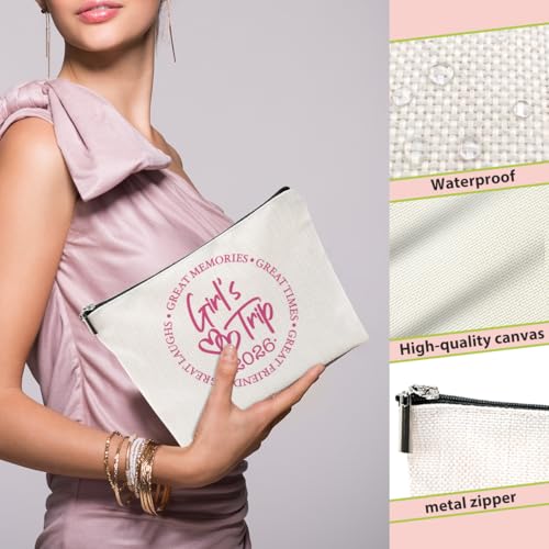 Cotton Linen Makeup Bag - Travel Toiletry Organizer & Gift for Women