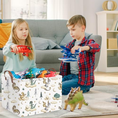 Cute Dinosaur Storage Basket for Kids - Rectangular Laundry Bin