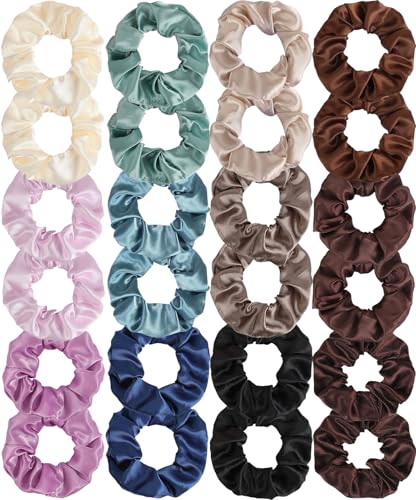 24 Pcs Satin Silk Scrunchies - Soft Hair Ties for Women